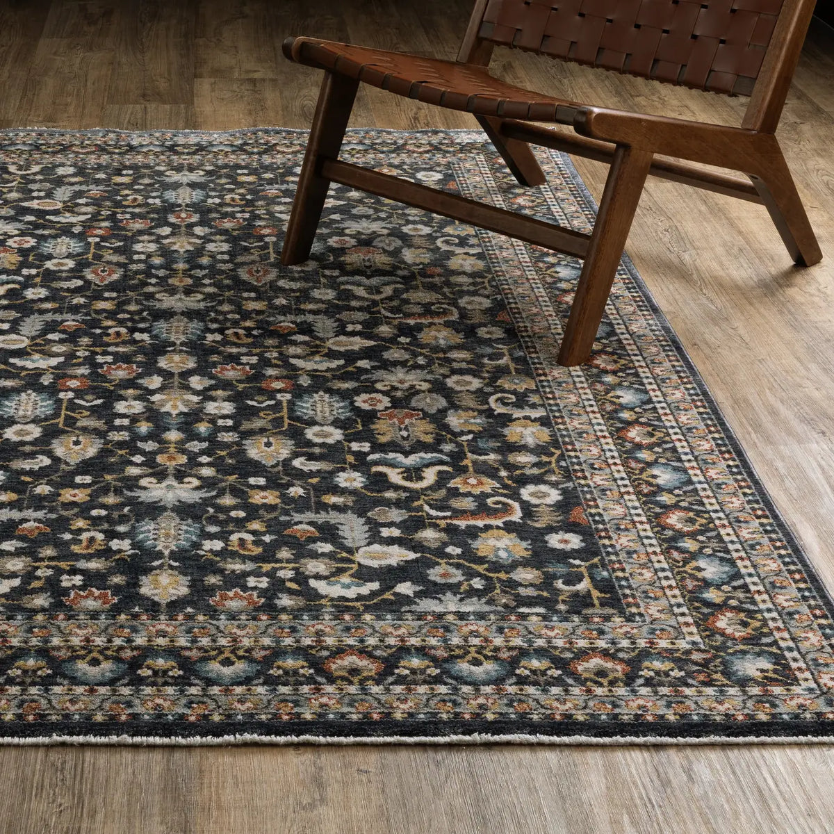 Oriental Weavers Sphinx ELIANA ELI04 Blue Border Rugs - angle/detail