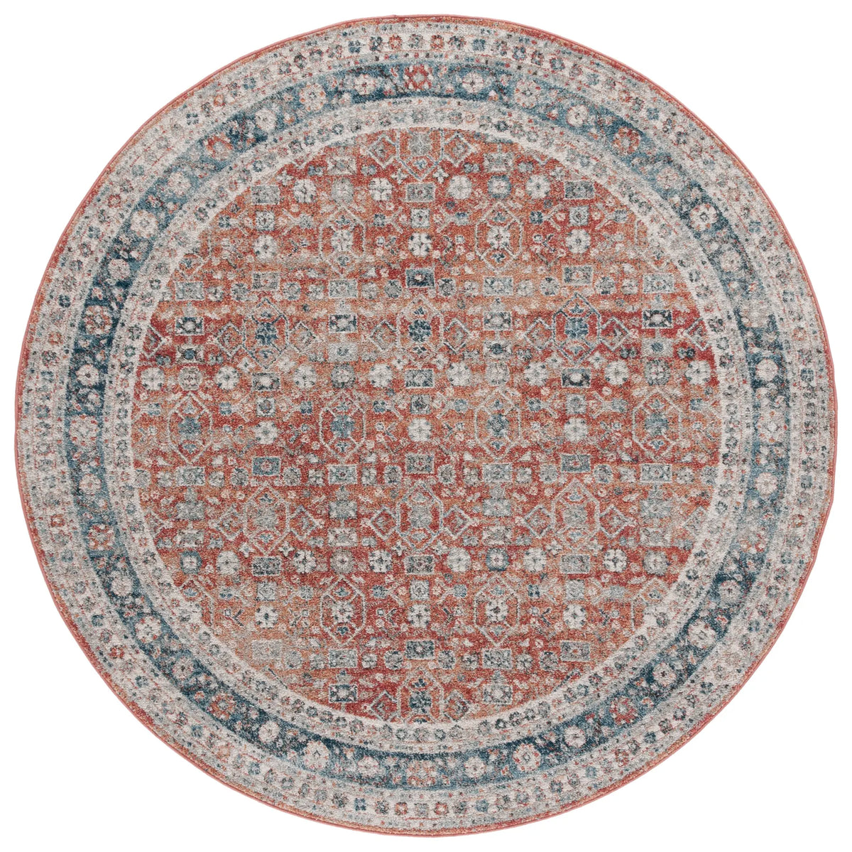 Safavieh Vintage Tabriz 6'-7" x 6'-7" Rug in Rust / Blue