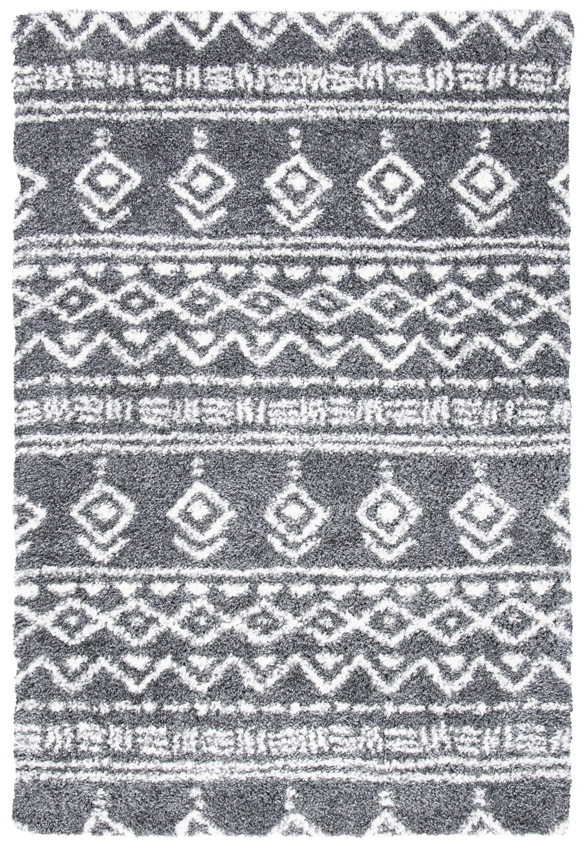 Safavieh Parma Shag 4'-0" x 6'-0" Rug in Charcoal / Ivory