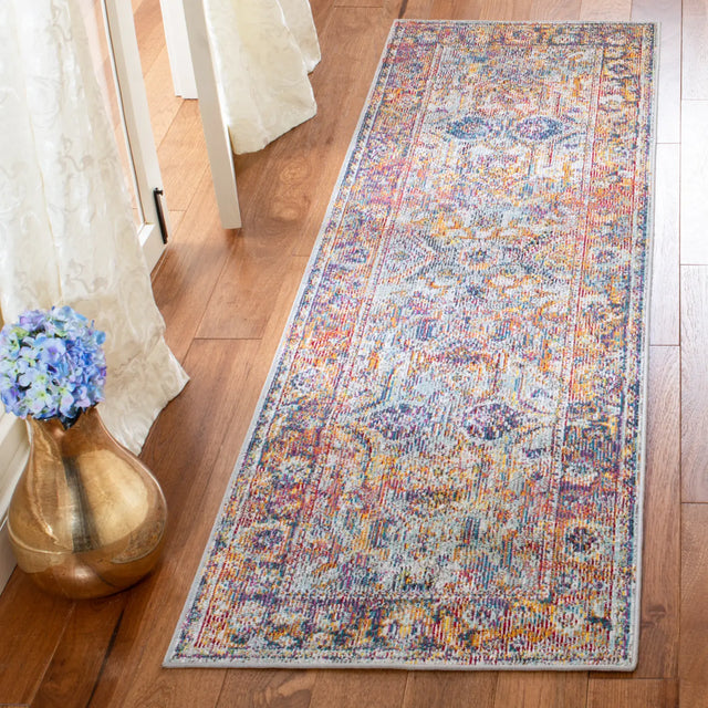 Safavieh Crystal 2'-2" x 7'-0" Rug in Light Blue / Orange