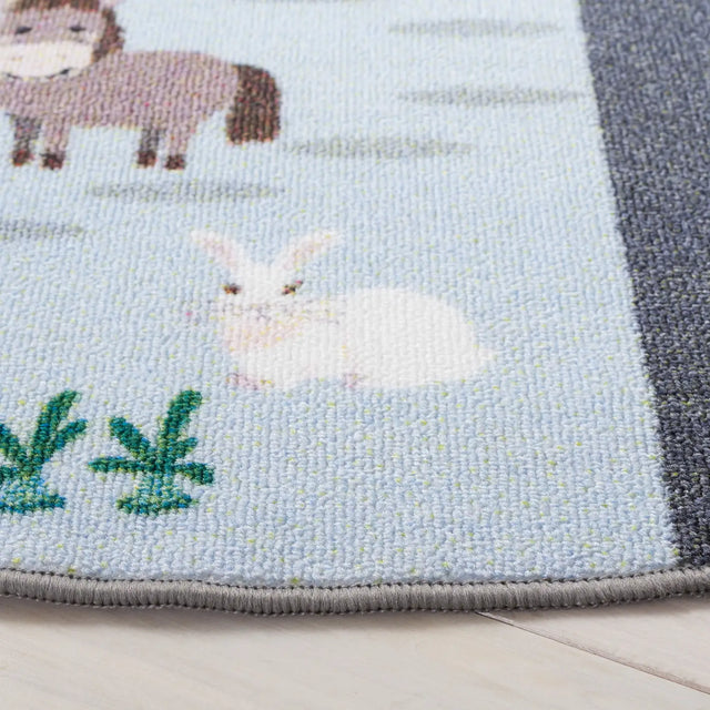 Safavieh Kids Playhouse 200 5'-0" x 5'-0" Rug in Blue / Dark Grey