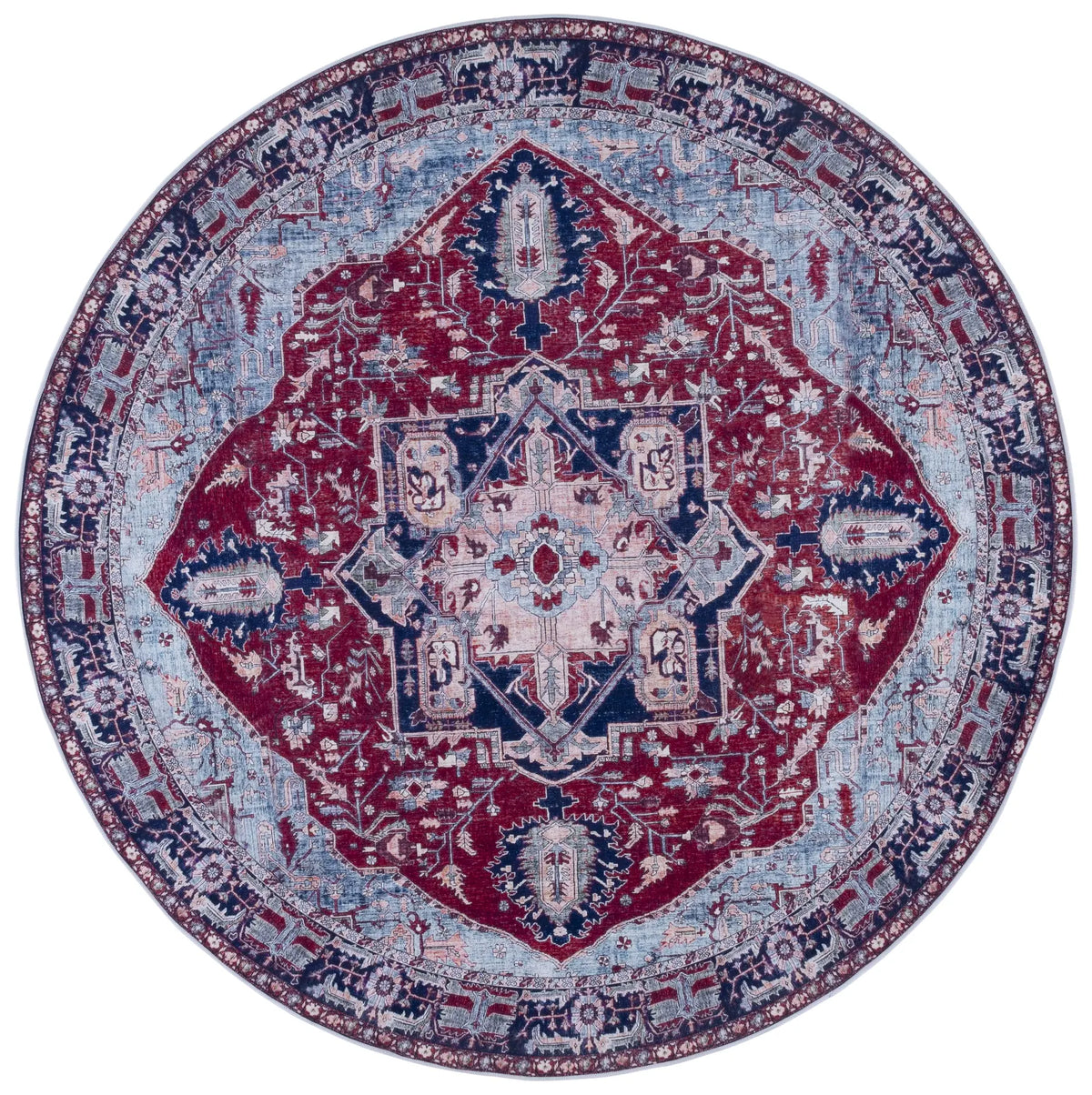 Safavieh Tucson 5'-0" x 5'-0" Rug in Red / Navy