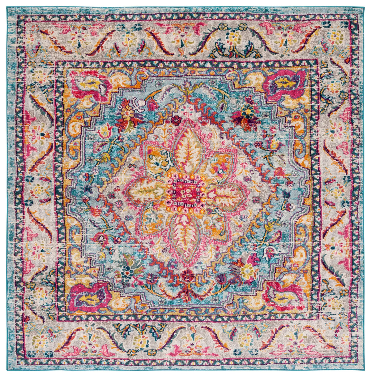 Safavieh Phoenix 100 6'-7" x 6'-7" Rug in Turquoise / Beige