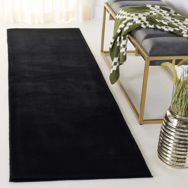 Safavieh Faux Rabbit Fur 2'-3" x 10'-0" Rug in Black