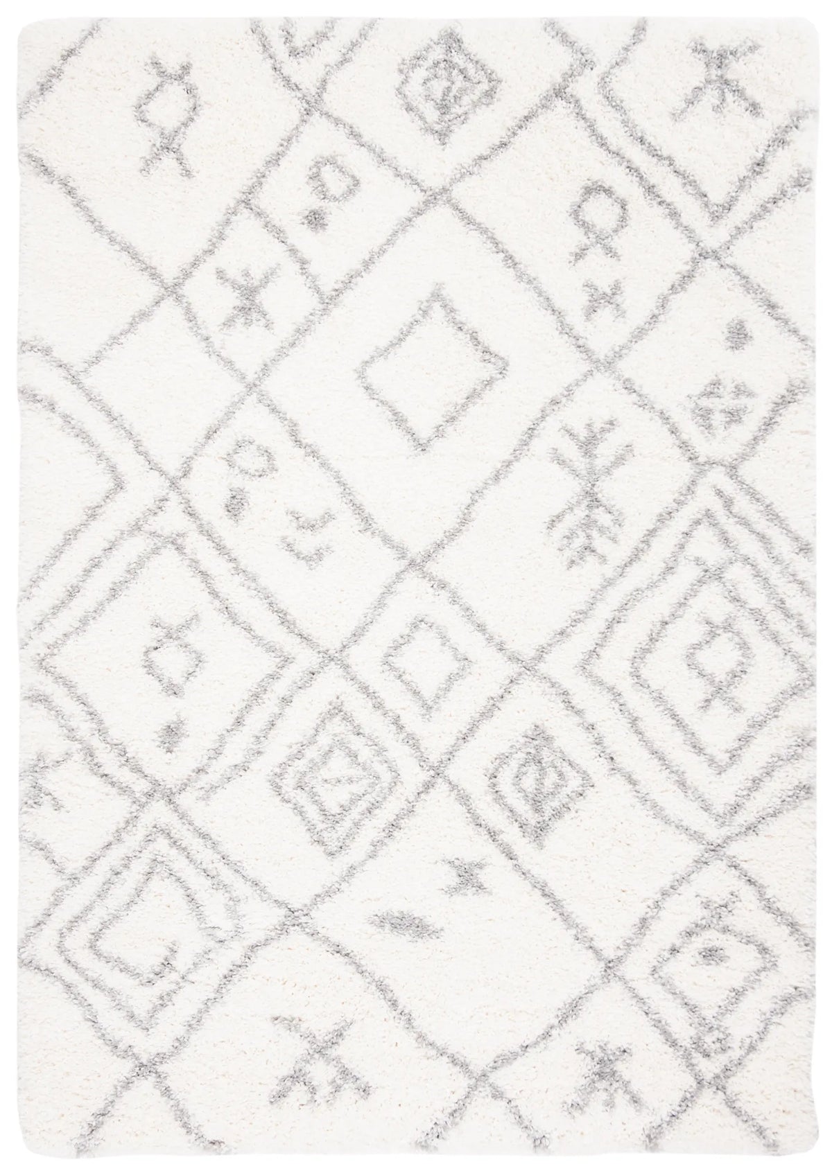 Safavieh Fontana Shag 800 4'-0" x 6'-0" Rug in Cream / Grey