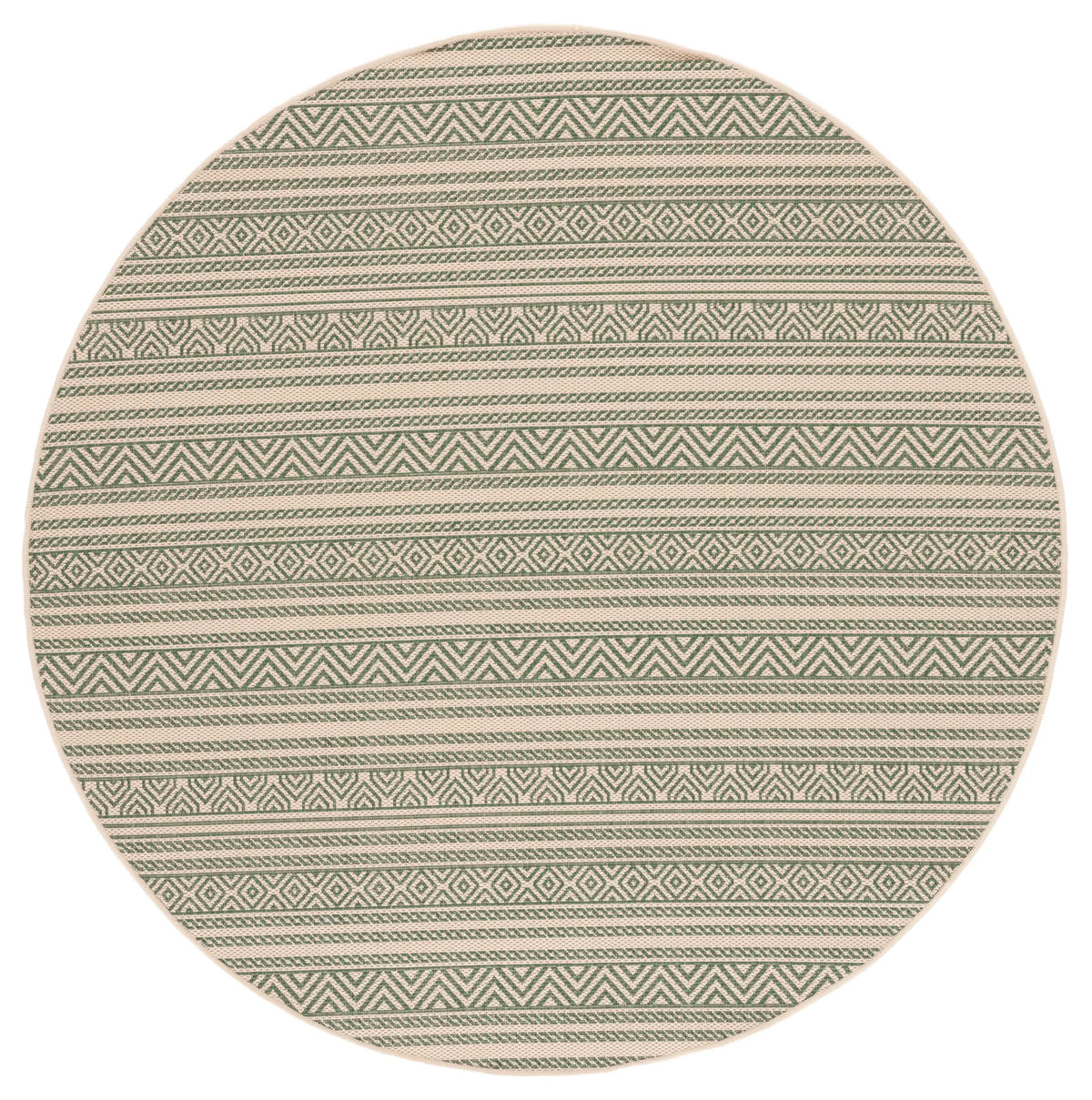 Safavieh Courtyard 6'-7" x 6'-7" Rug in Beige / Dark Green