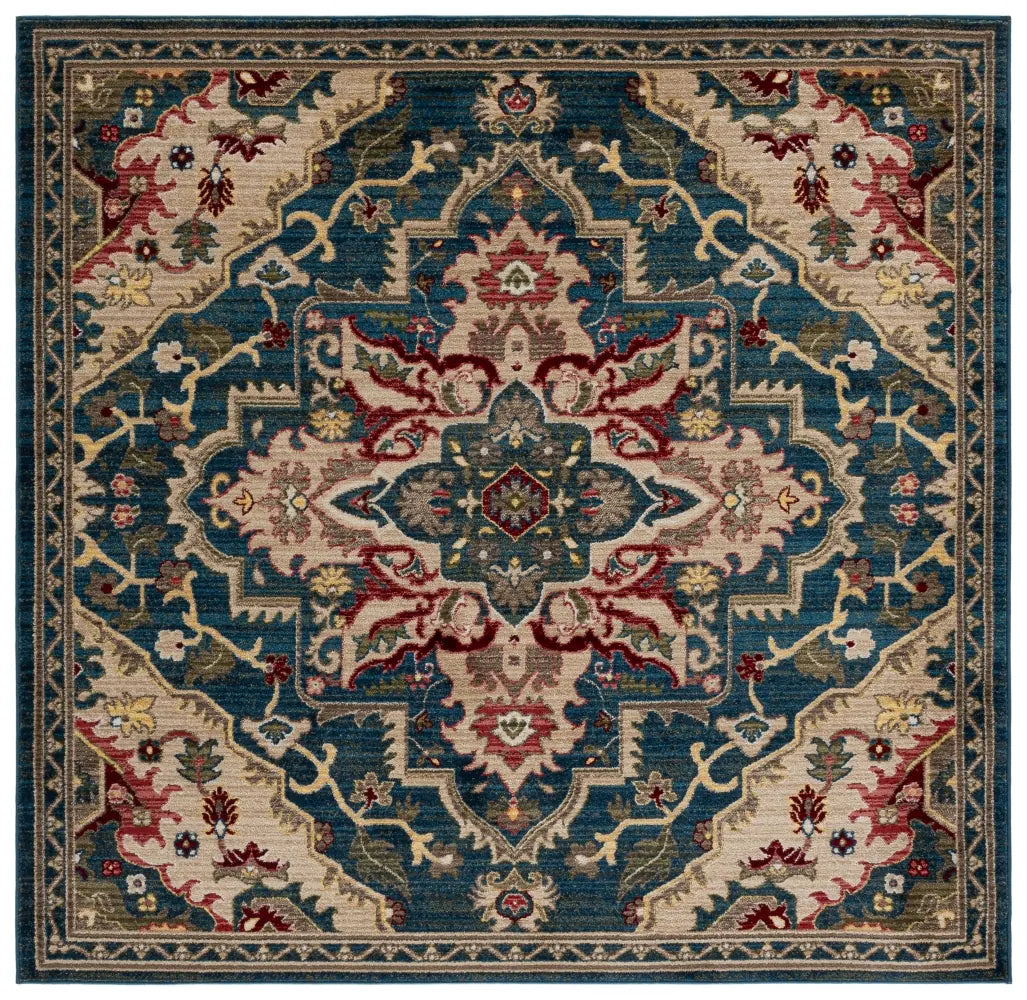 Safavieh Kashan 6'-7" x 6'-7" Rug in Blue / Beige