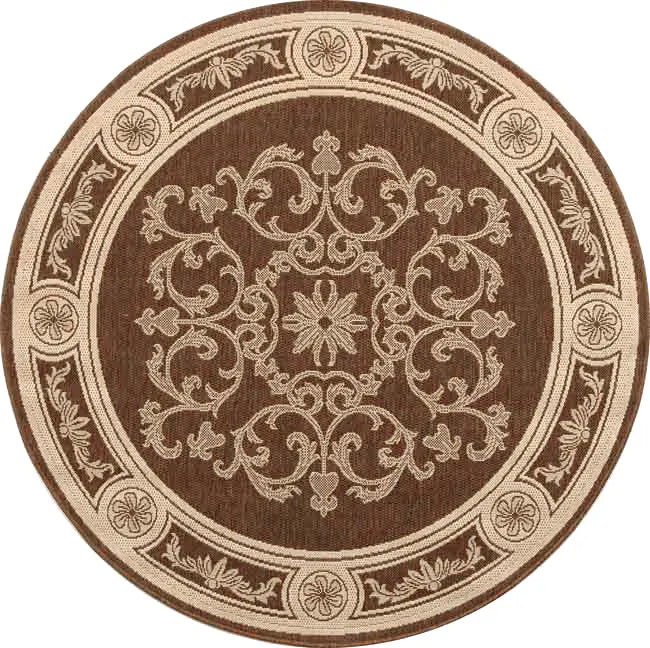 Safavieh Courtyard 5'-3" x 5'-3" Rug in Chocolate / Natural