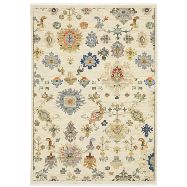 Oriental Weavers Lucca 5507W Ivory/ Multi Rug - main flat