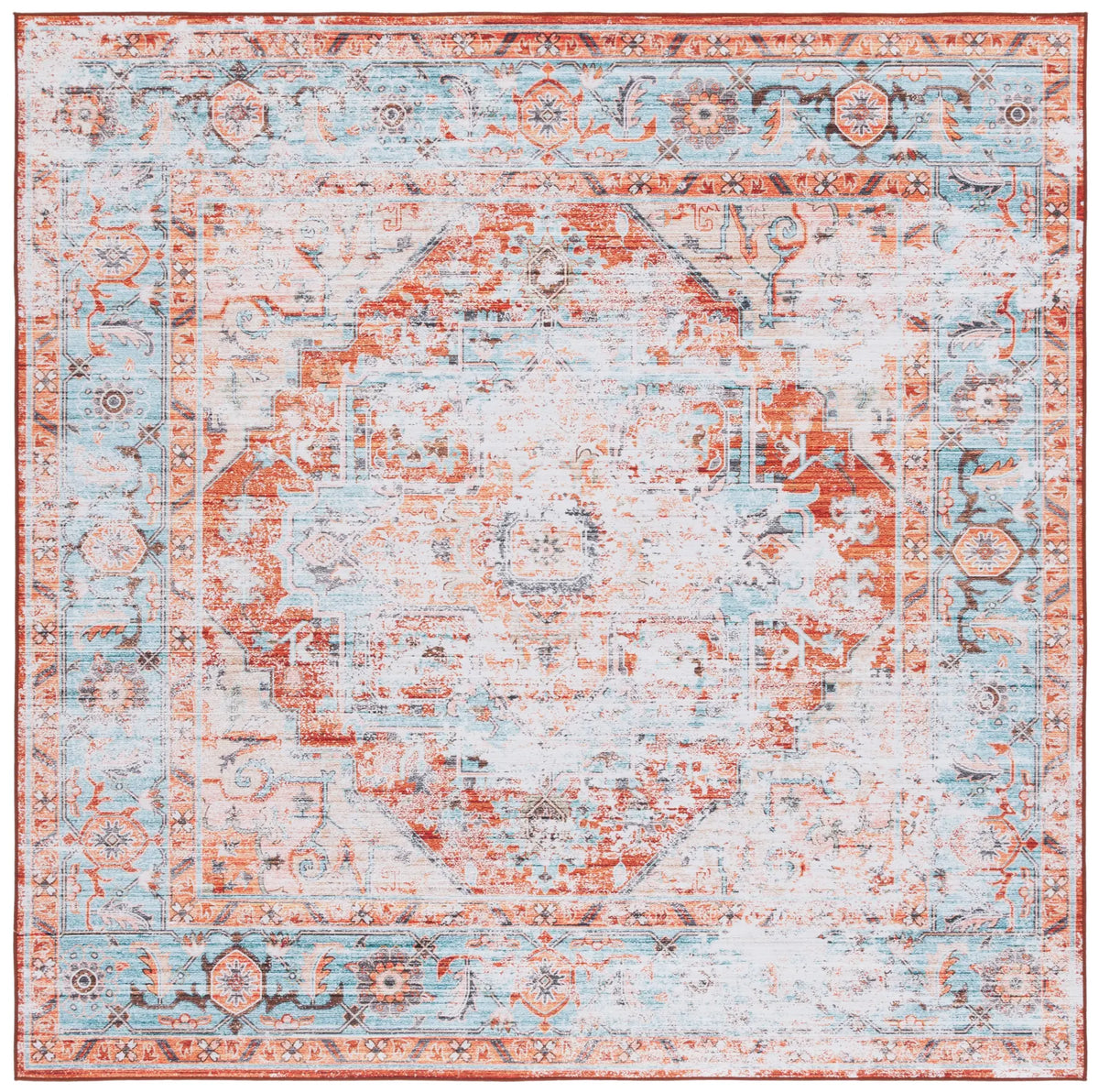 Safavieh Tucson 6'-0" x 6'-0" Rug in Turquoise / Rust