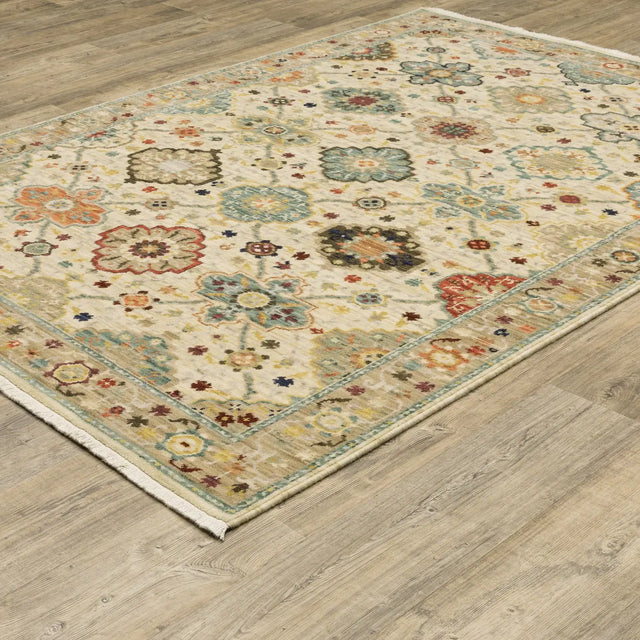 Oriental Weavers Lilihan 4601W Beige/ Multi Rug - angle detail