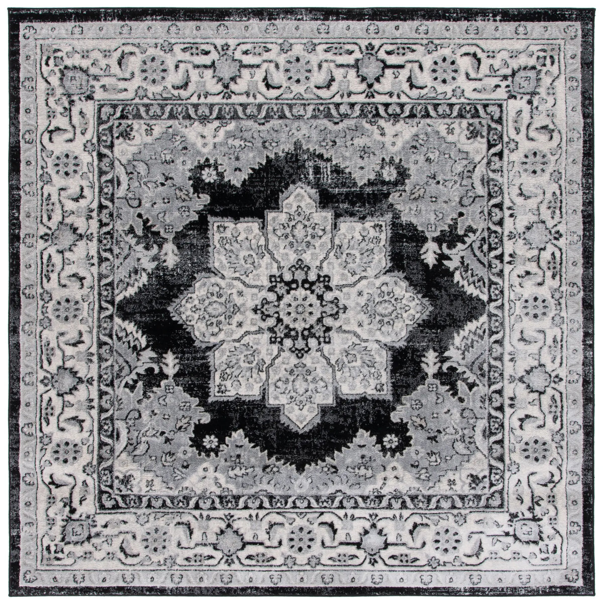 Safavieh Brentwood 6'-7" x 6'-7" Rug in Ivory / Black