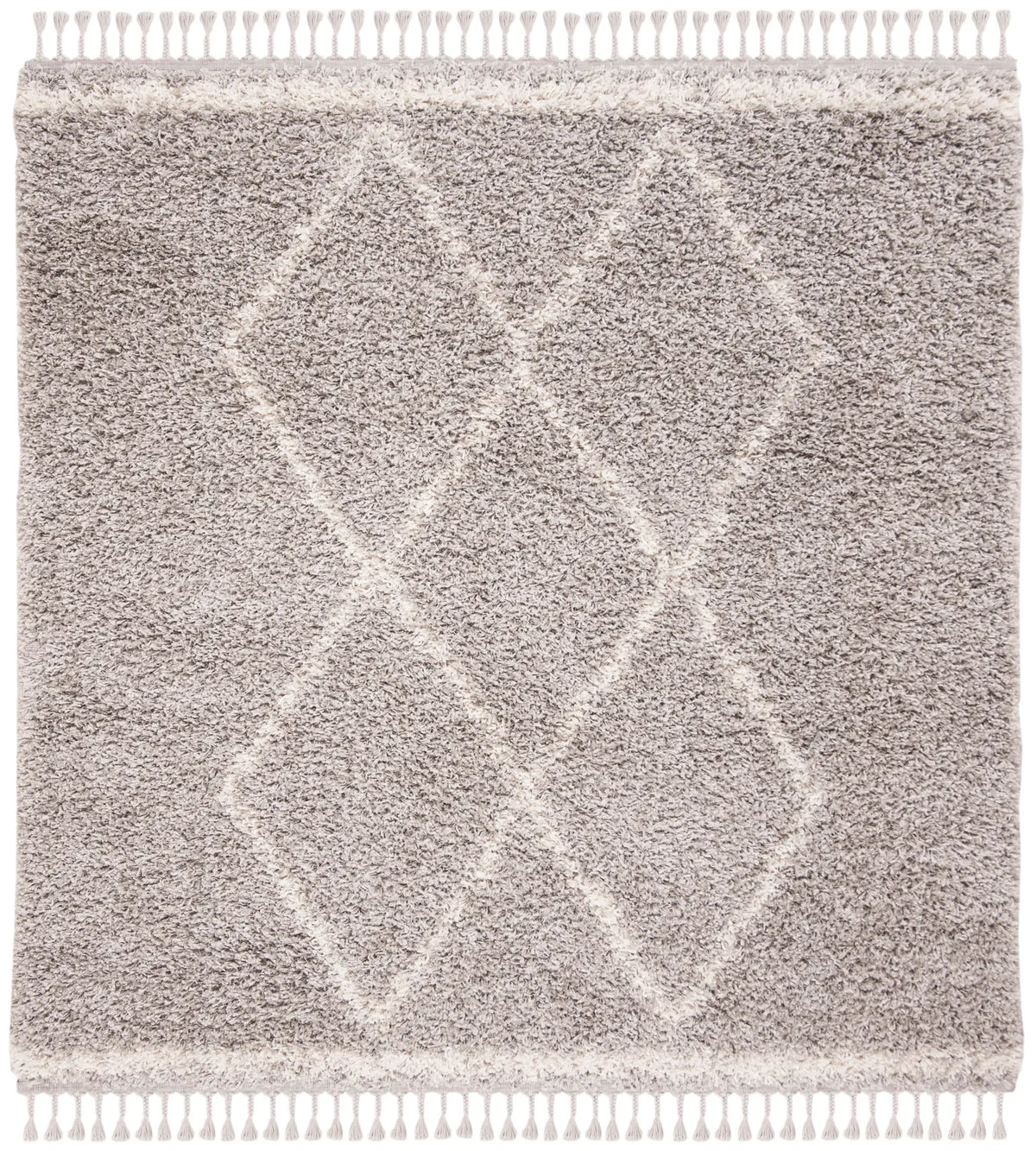 Safavieh Pro Lux Shag 400 6'-7" x 6'-7" Rug in Grey / Cream