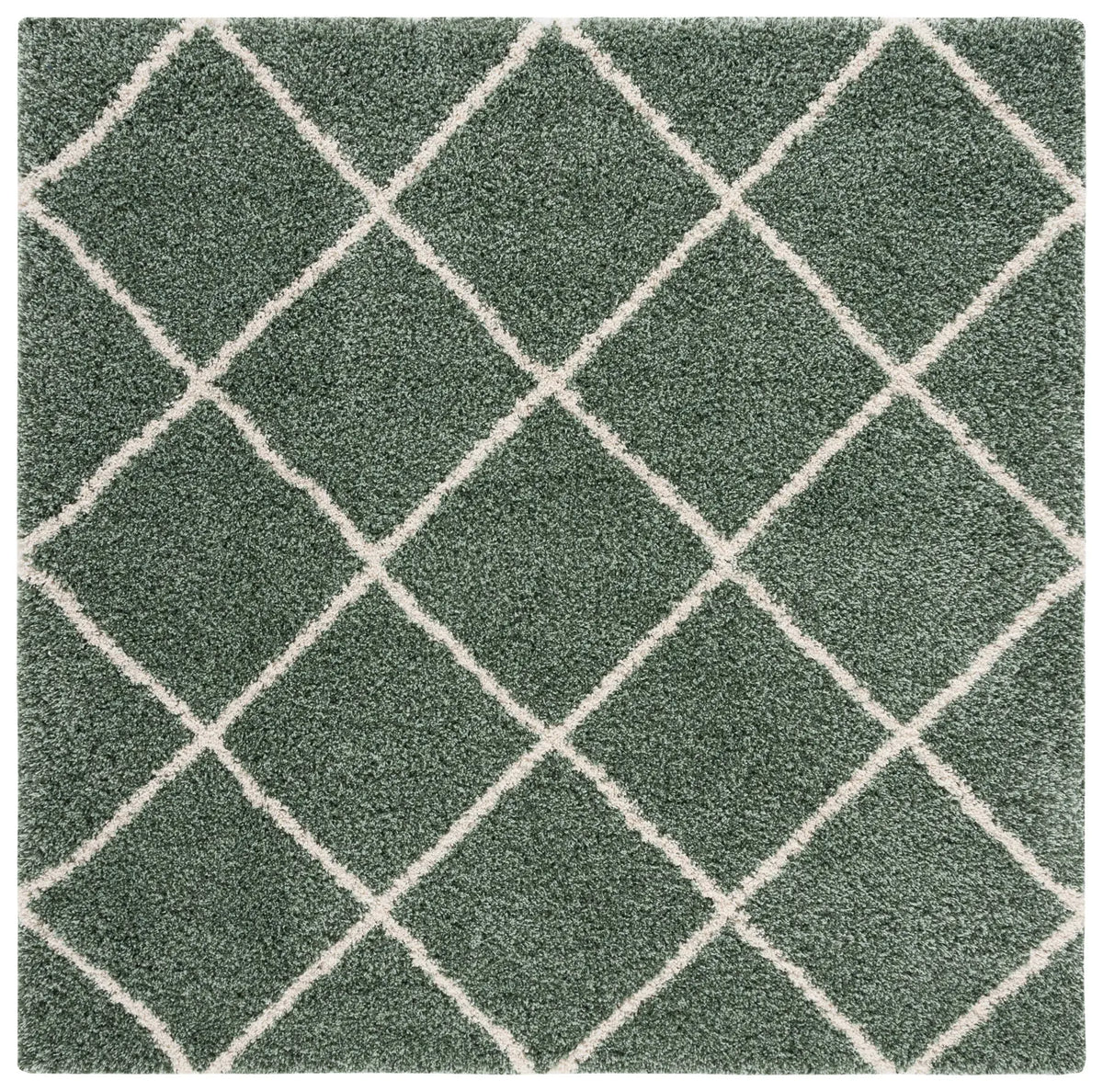 Safavieh Hudson Shag 7'-0" x 7'-0" Rug in Green / Ivory