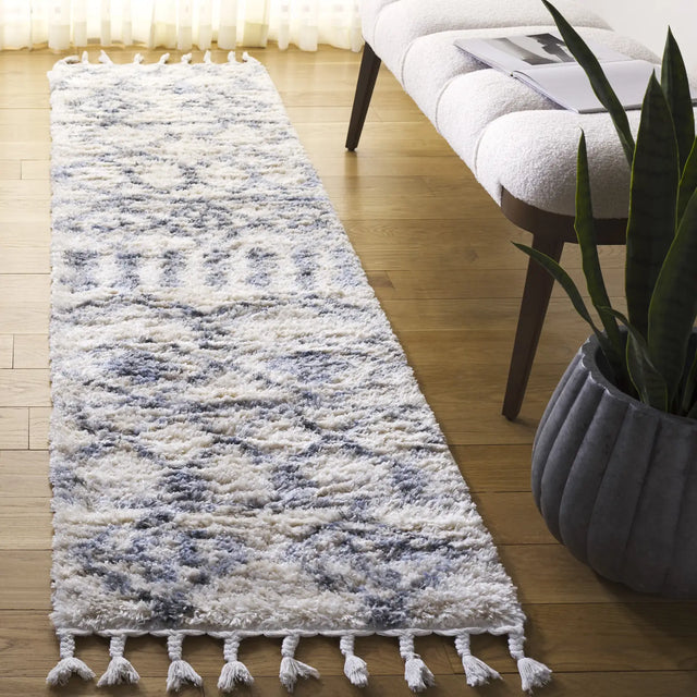 Safavieh Berber Fringe Shag 2'-0" x 8'-0" Rug in Cream / Grey