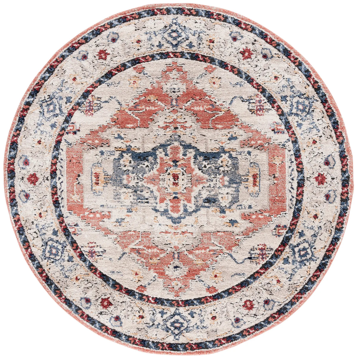 Safavieh Luna 6'-7" x 6'-7" Rug in Ivory / Rust
