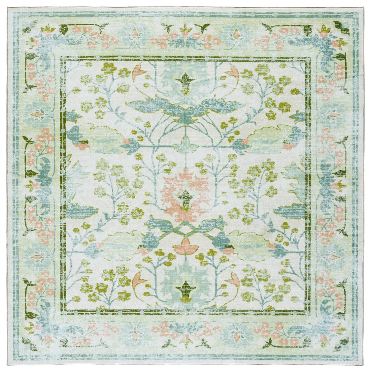 Safavieh Martha Stewart Washable 6'-0" x 6'-0" Rug in Beige / Green