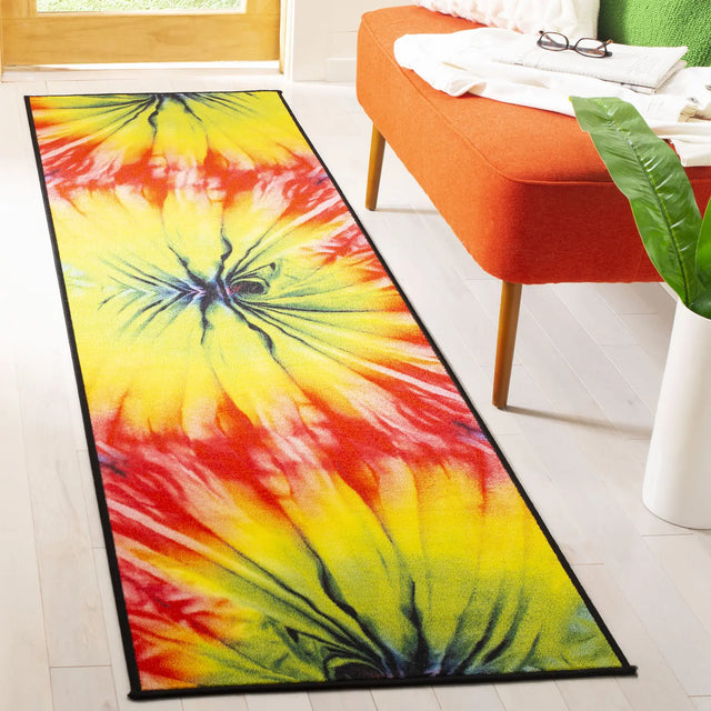 Safavieh Paint Brush 2'-2" x 8'-0" Rug in Fuchsia / Yellow