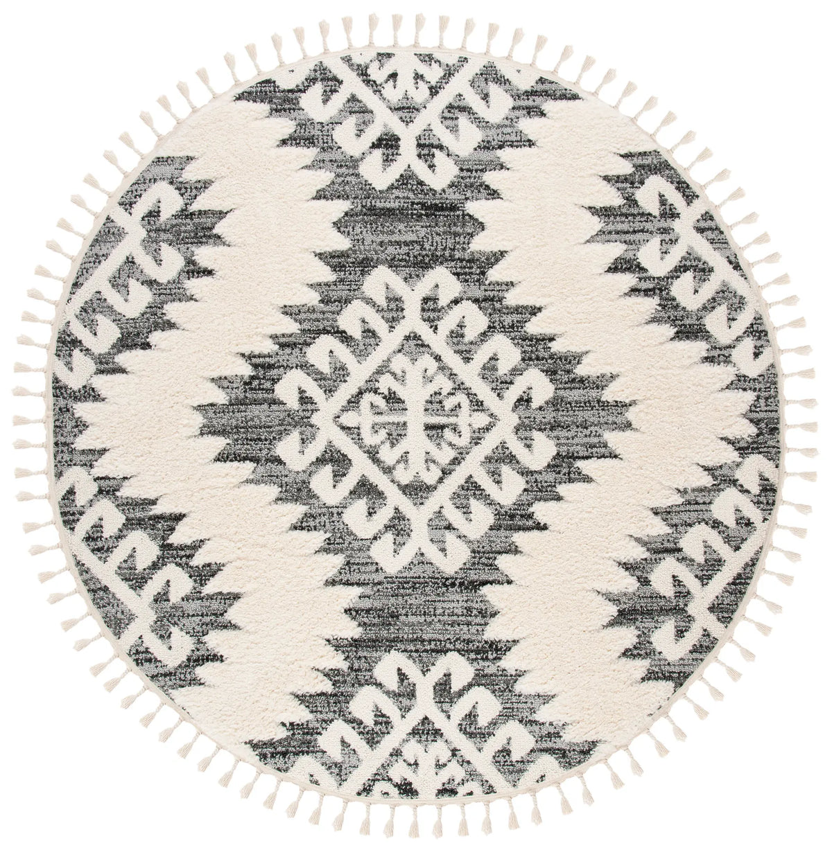 Safavieh Moroccan Tassel Shag 10'-0" x 10'-0" Rug in Ivory / Grey