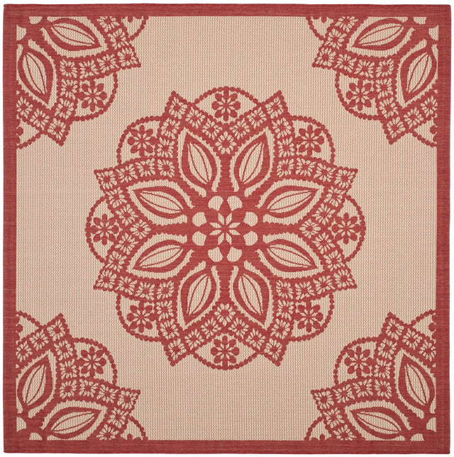 Safavieh Courtyard 6'-7" x 6'-7" Rug in Beige / Red