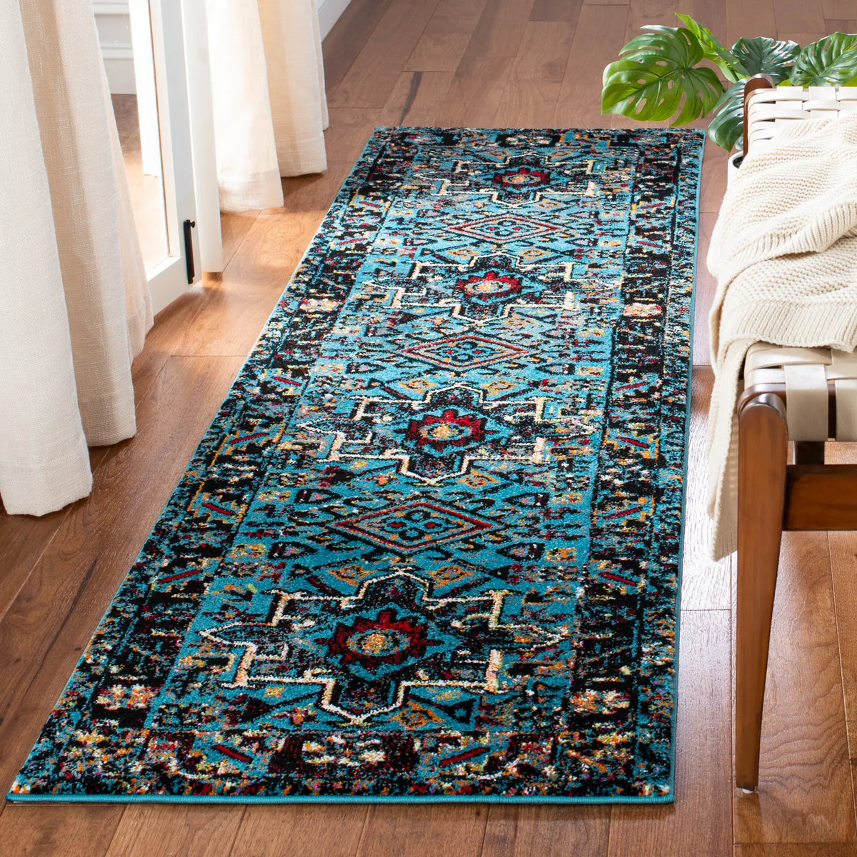 Safavieh Vintage Hamadan 2'-3" x 10'-0" Rug in Light Blue / Black