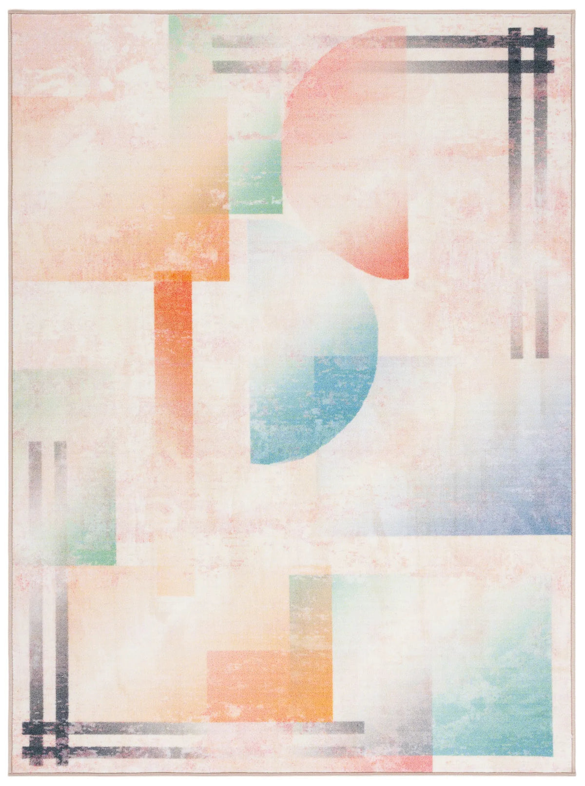 Safavieh Paint Brush 4'-4" x 6'-0" Rug in Pink / Blue