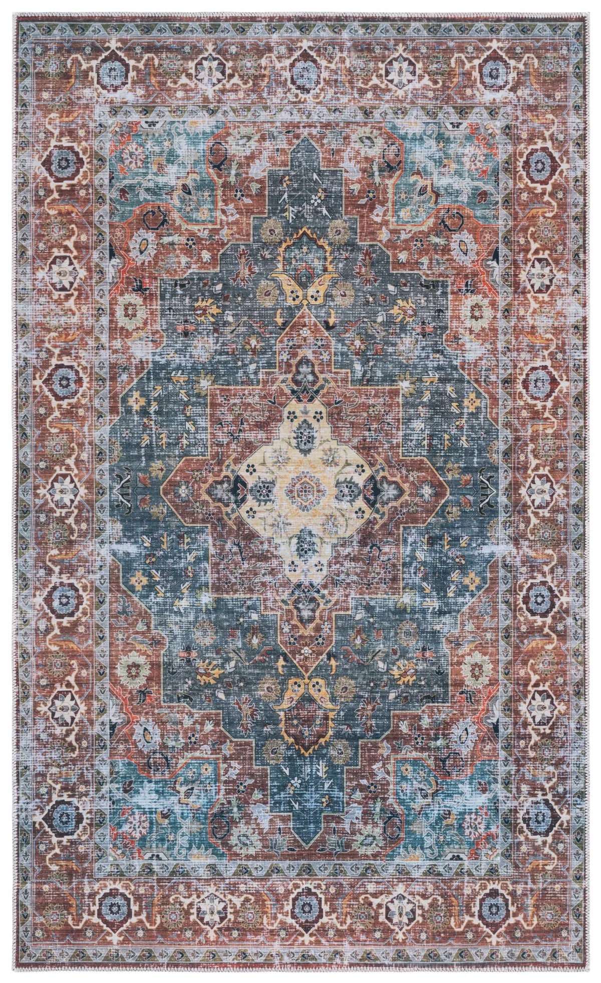 Safavieh Arizona 3'-0" x 5'-0" Rug in Rust / Blue Green