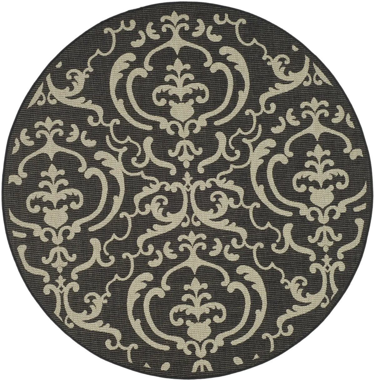 Safavieh Courtyard 6'-7" x 6'-7" Rug in Black / Sand