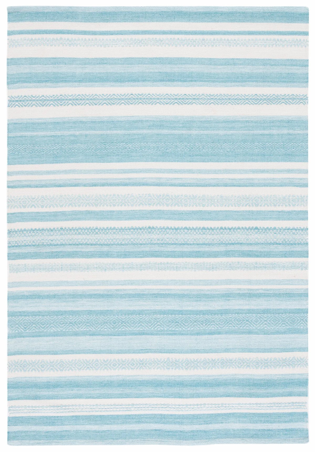 Safavieh Striped Kilim 4'-0" x 6'-0" Rug in Turquoise / Ivory