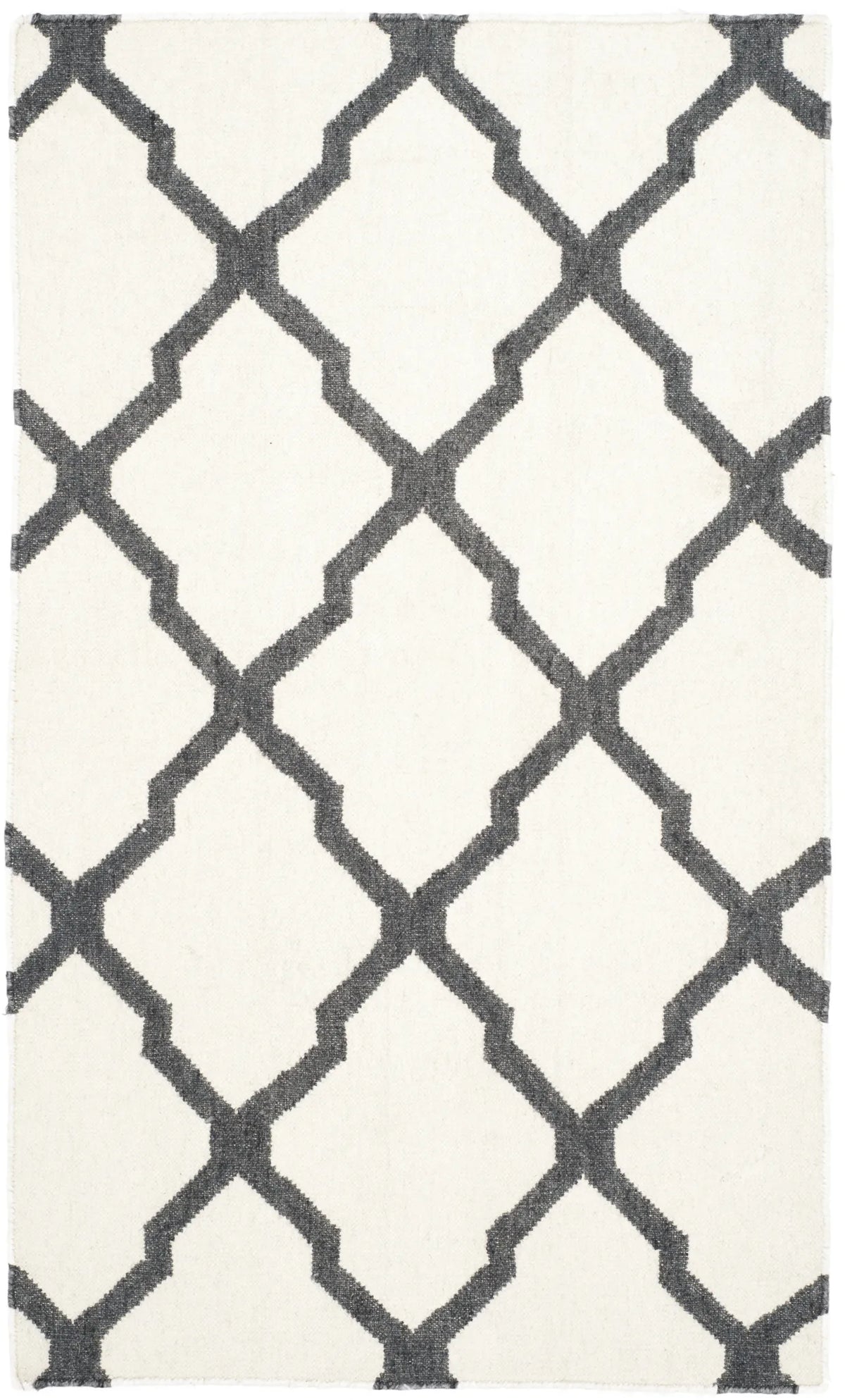 Safavieh Dhurries 3'-0" x 5'-0" Rug in Ivory / Charcoal