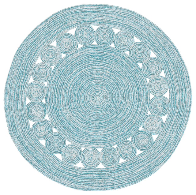 Safavieh Braided 3'-0" x 3'-0" Rug in Turquoise / Ivory