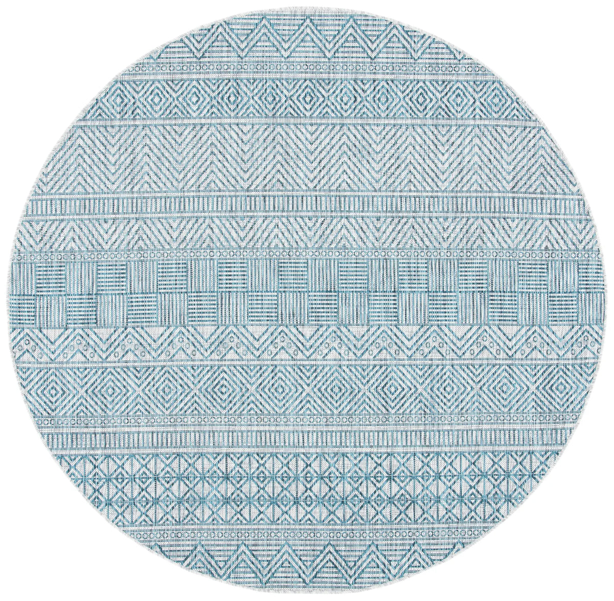 Safavieh Courtyard 6'-7" x 6'-7" Rug in Grey / Teal