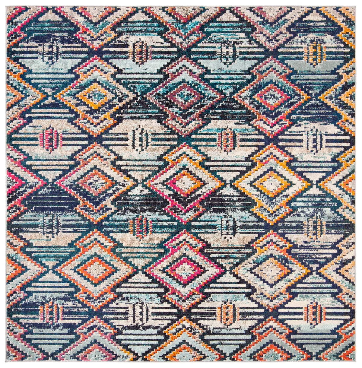 Safavieh Madison 6'-7" x 6'-7" Rug in Black / Orange