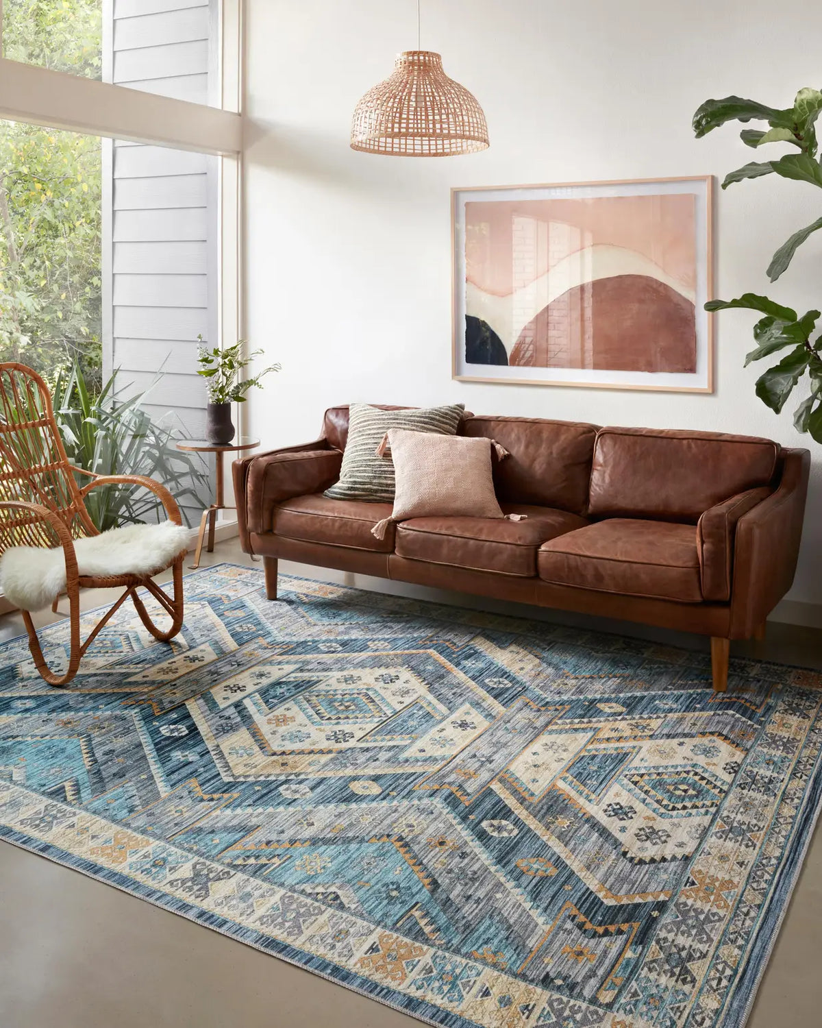 Loloi Zion Zio-02 Ocean/Gold Rugs - room scene 1