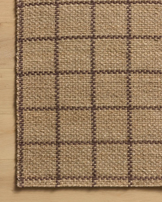 Chris Loves Julia x Loloi Fletcher FLE-01 Natural / Brown Rug - corner on wood