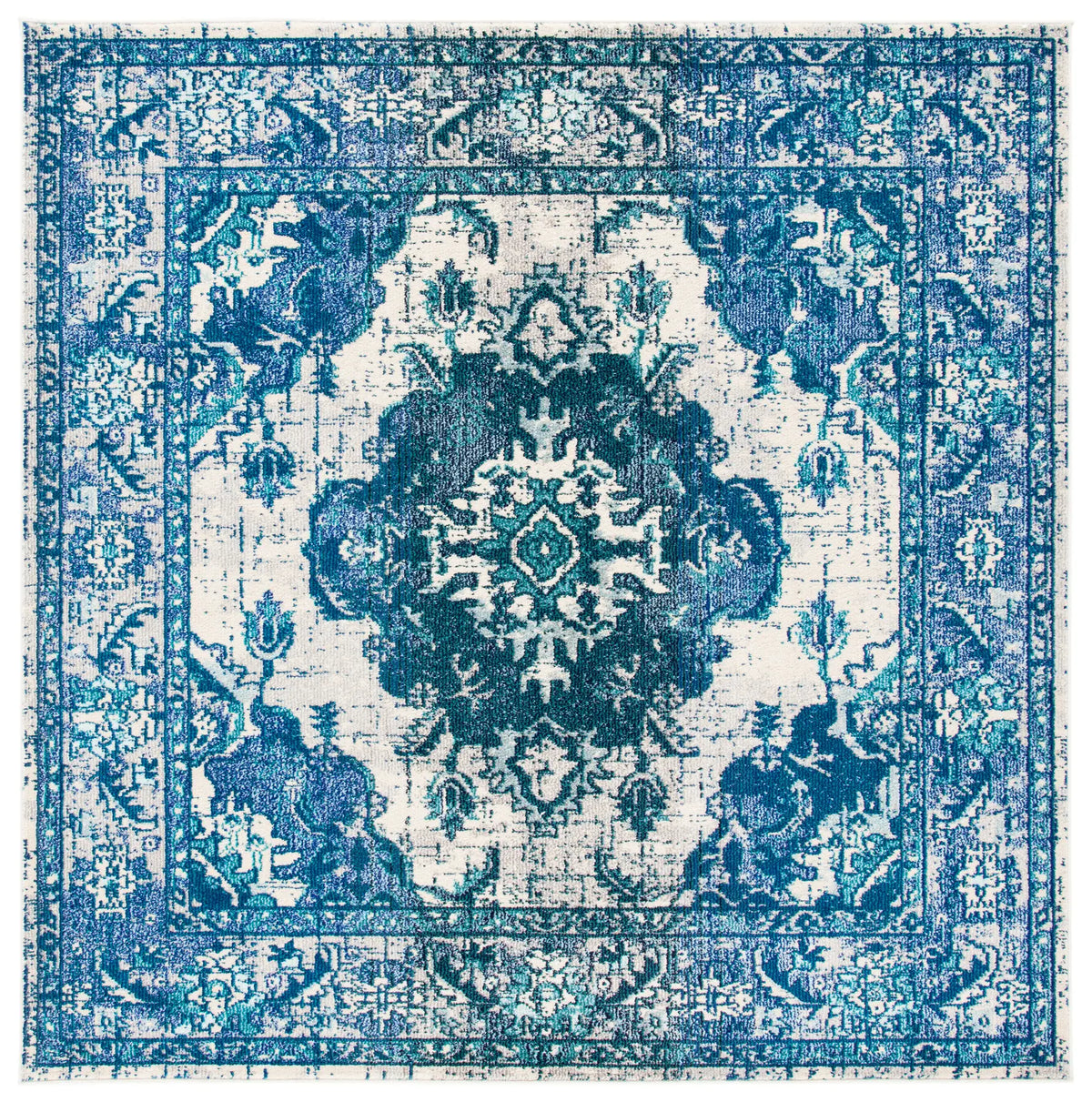 Safavieh Monaco 6'-7" x 6'-7" Rug in Ivory / Blue