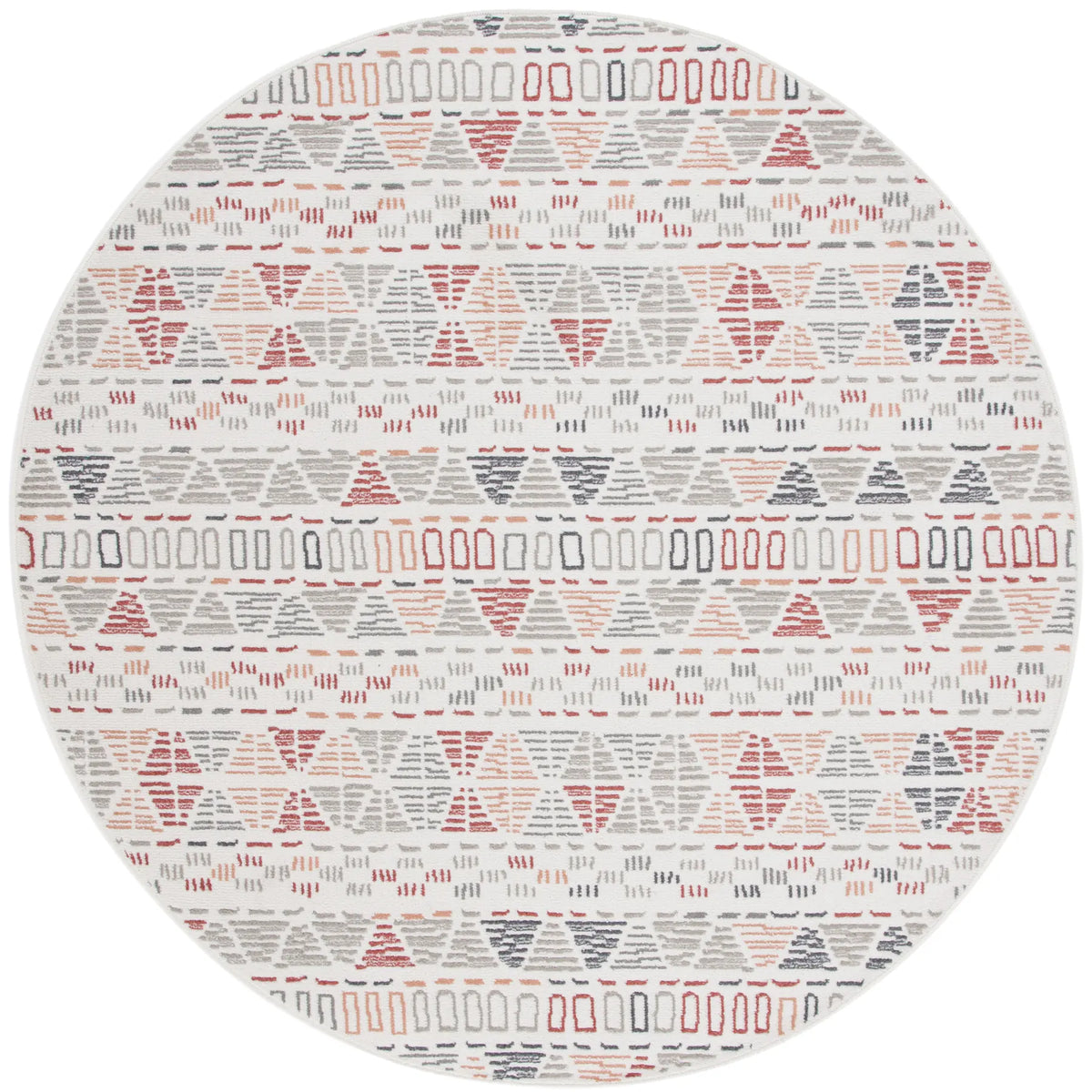 Safavieh Pyramid 6'-7" x 6'-7" Rug in Ivory Grey / Rust