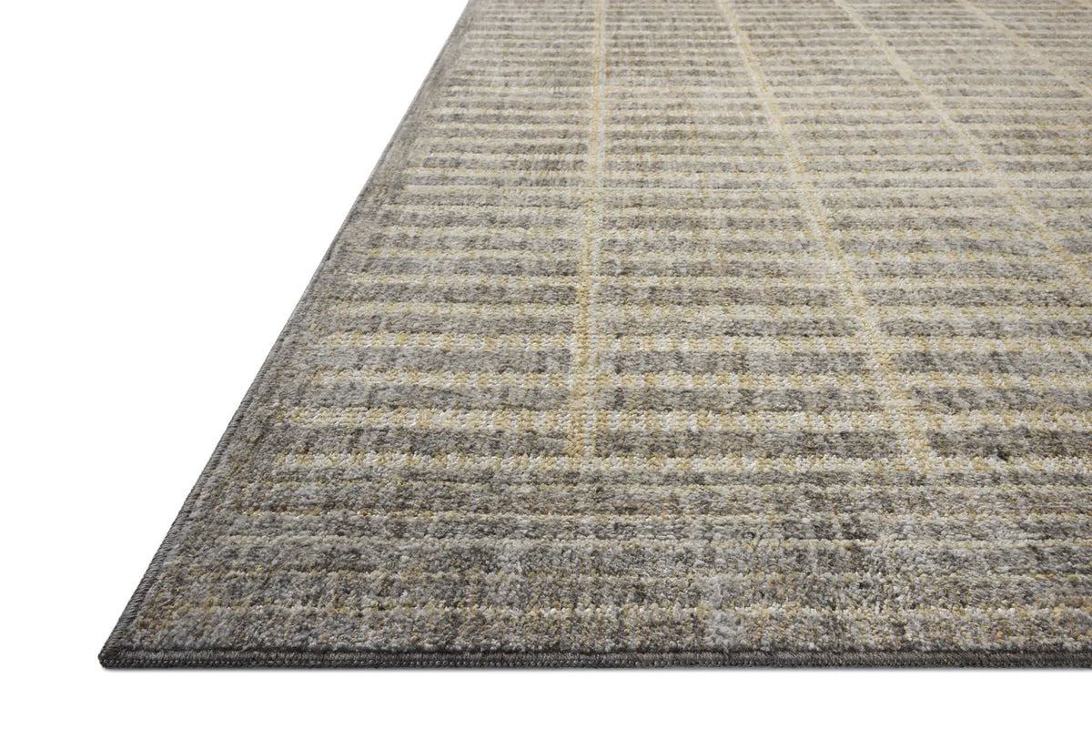 Loloi Roxie ROX-02 Contemporary Power Loomed Smoke, Natural Rug - rug corner