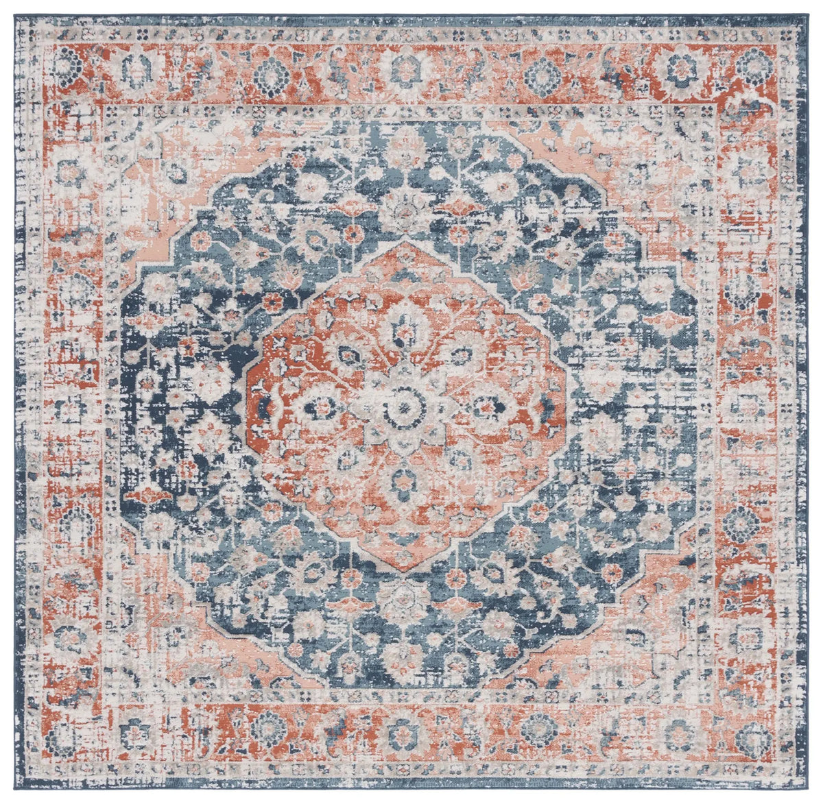 Safavieh Madison 800 6'-7" x 6'-7" Rug in Navy / Rust