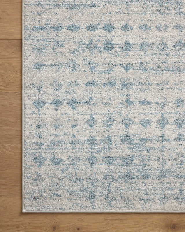 Loloi Kamala Kam-04 Sky/Dove Rug - corner on wood