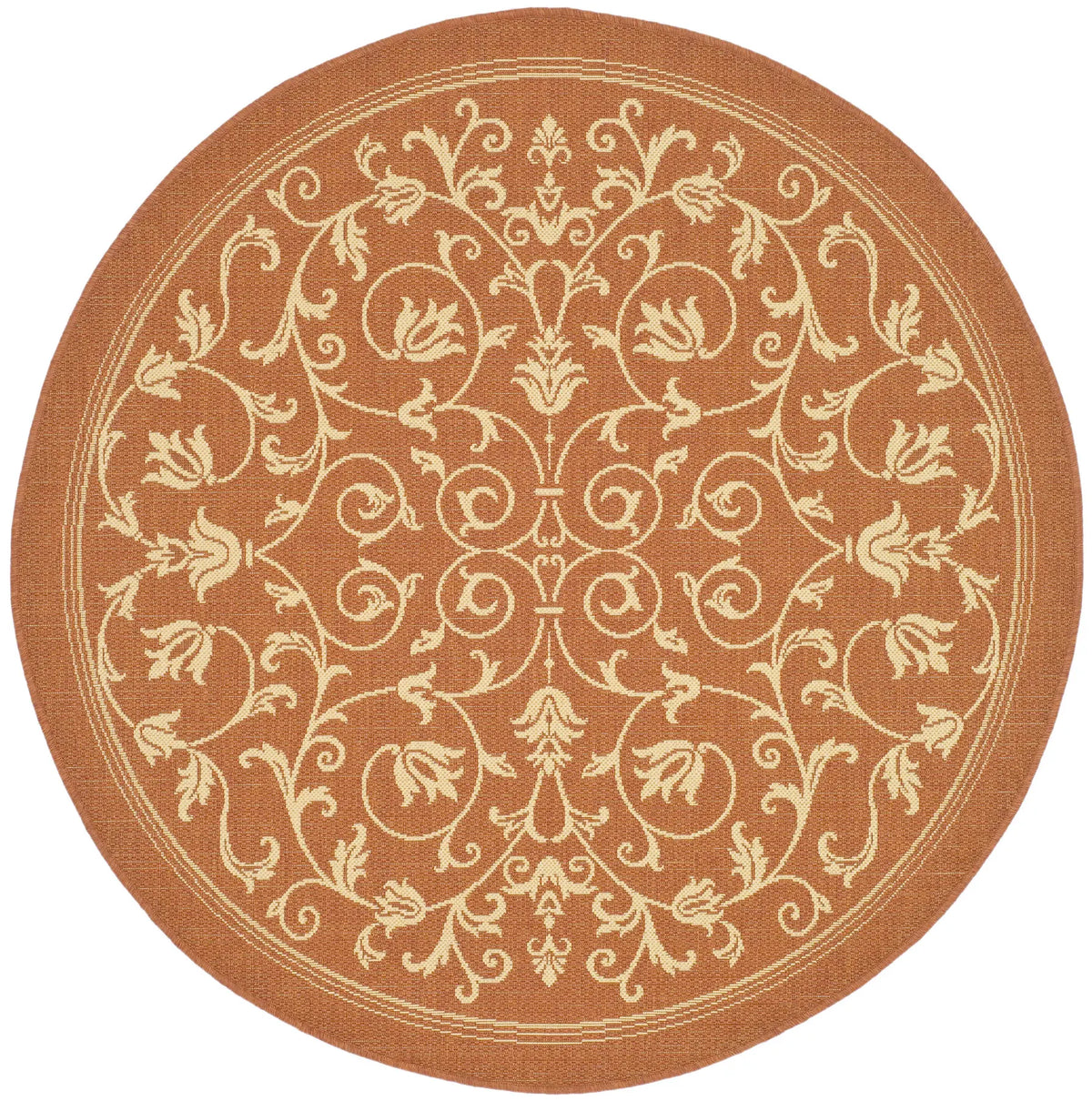 Safavieh Courtyard 5'-3" x 5'-3" Rug in Terracotta / Natural