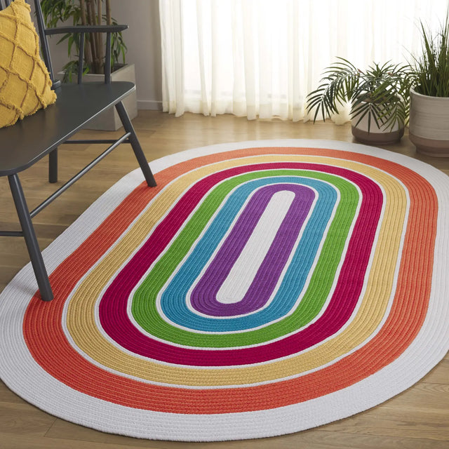 Safavieh Braided 5'-0" x 8'-0" Rug in Ivory / Rainbow