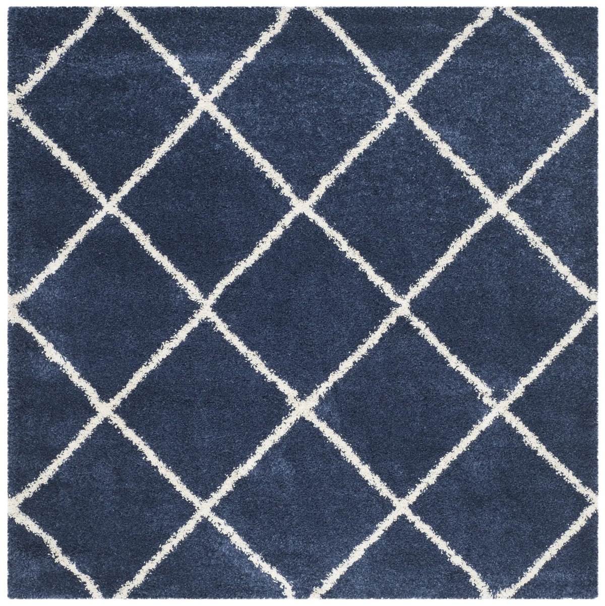 Safavieh Hudson Shag 7'-0" x 7'-0" Rug in Navy / Ivory