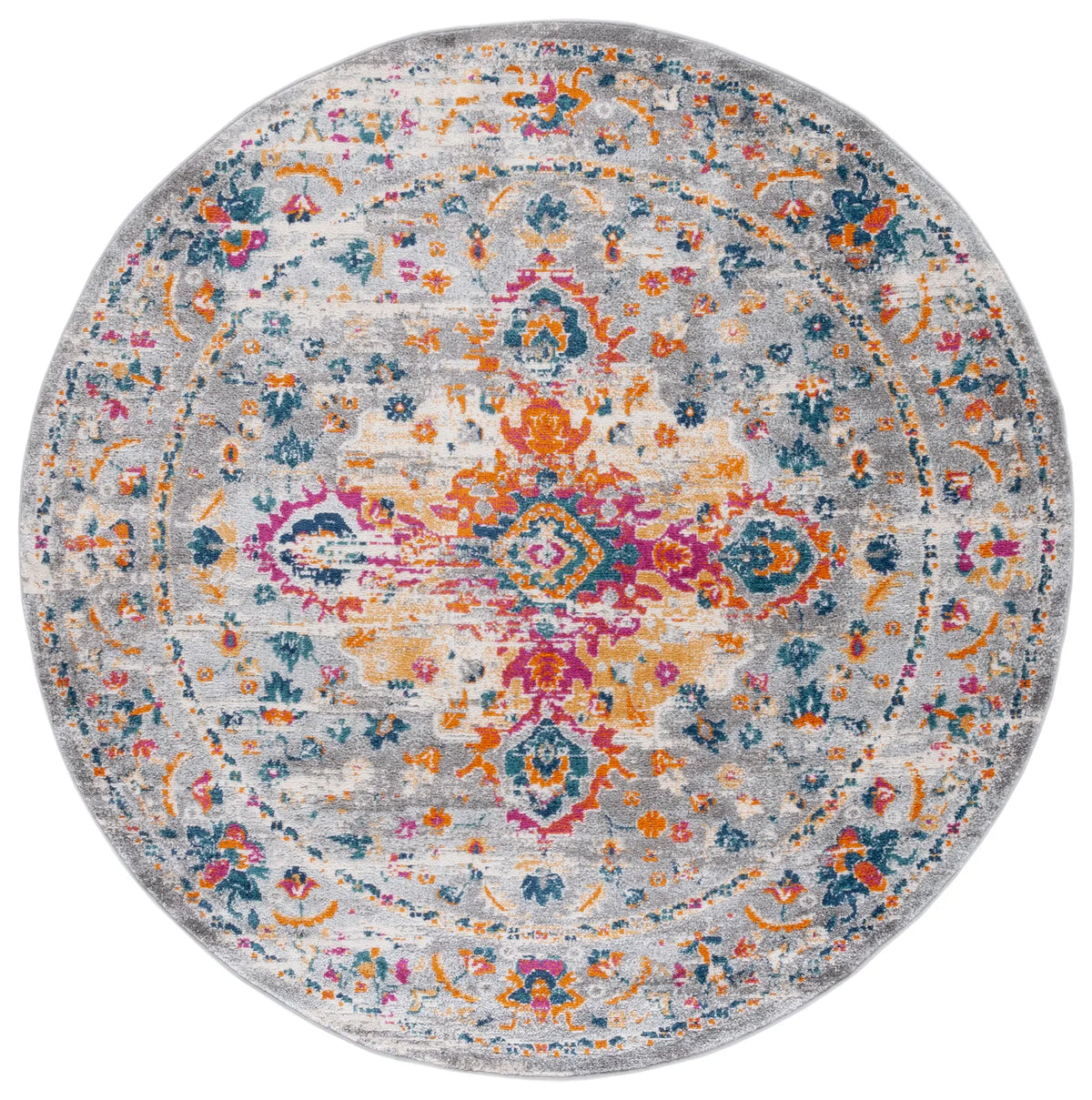 Safavieh Madison 6'-7" x 6'-7" Rug in Grey / Fuchsia