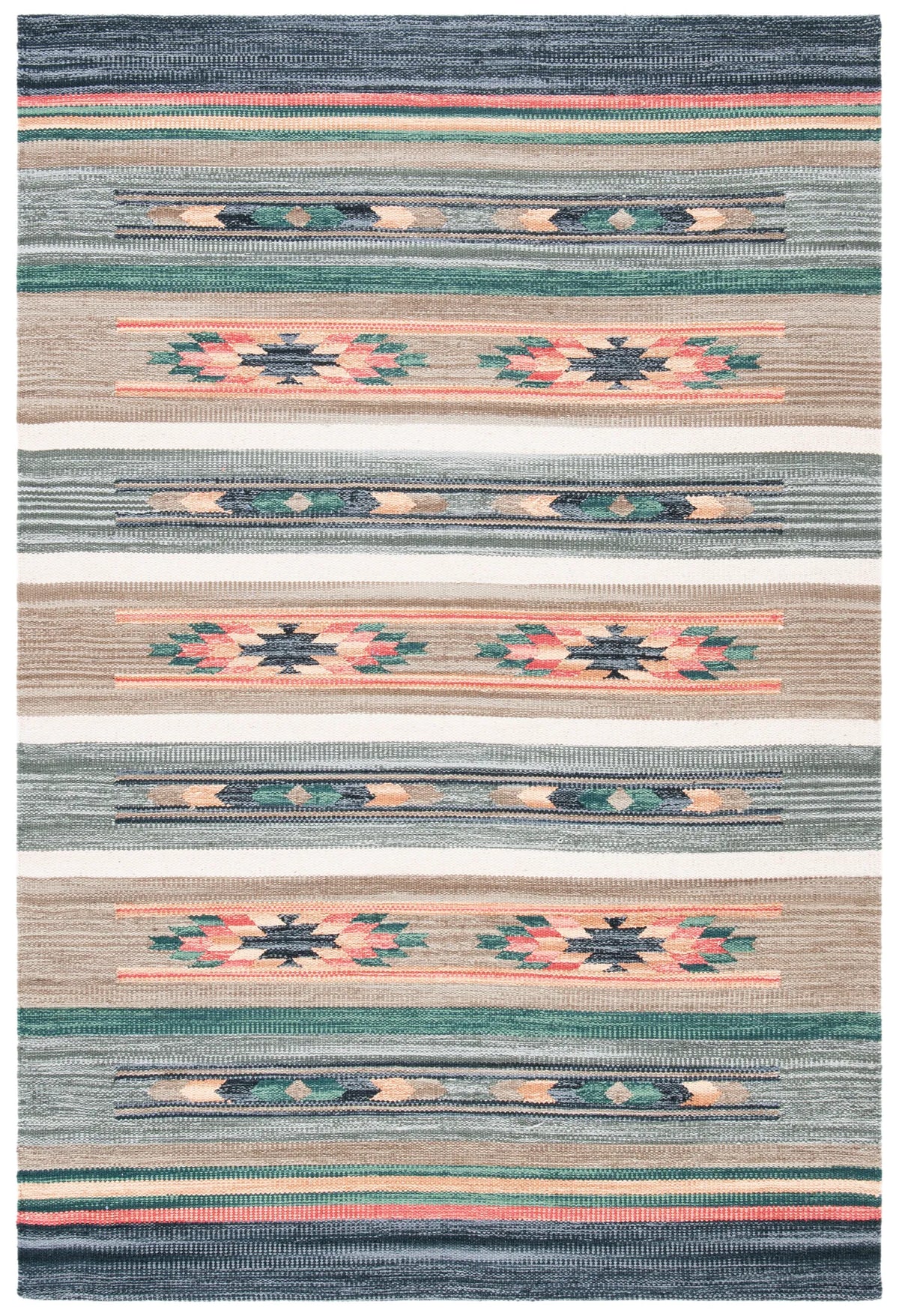Safavieh Cotton Kilim 4'-0" x 6'-0" Rug in Grey / Olive