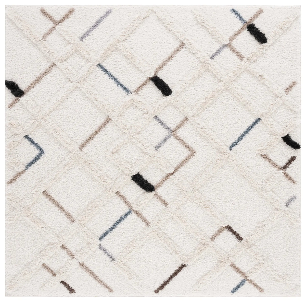 Safavieh Hi-Lo Shag 6'-7" x 6'-7" Rug in Light Beige / Beige