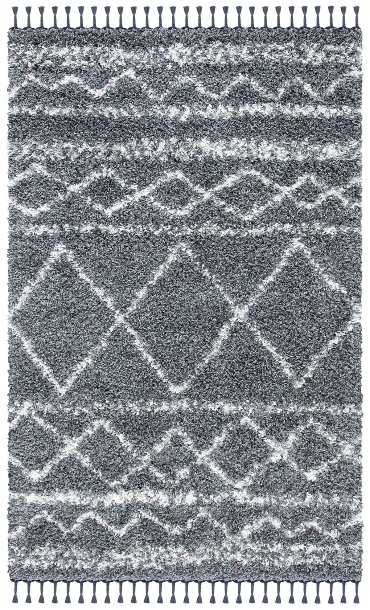 Safavieh Pro Lux Shag 400 4'-0" x 6'-0" Rug in Dark Grey / Ivory