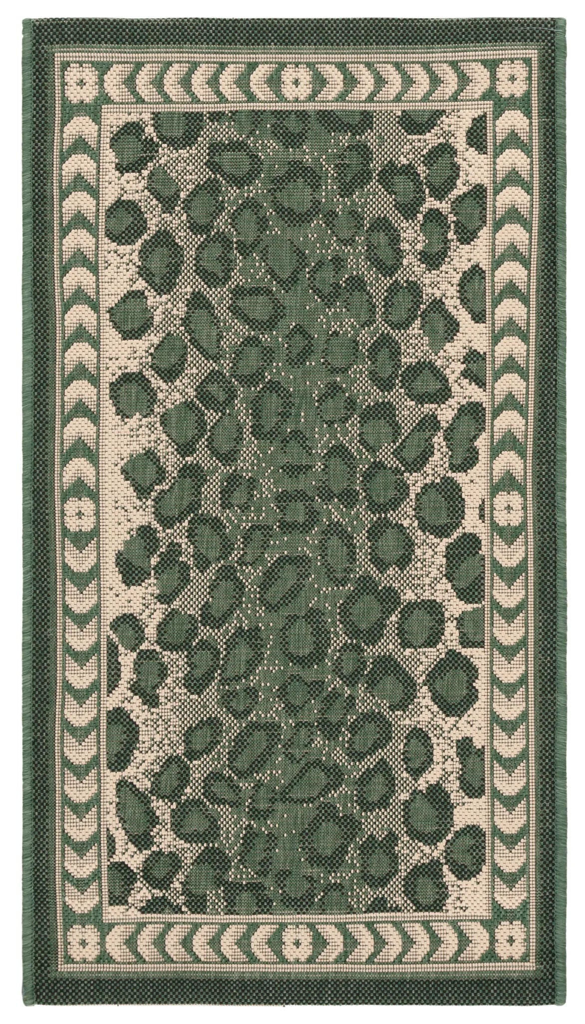 Safavieh Courtyard 2'-0" x 3'-7" Rug in Dark Green / Ivory