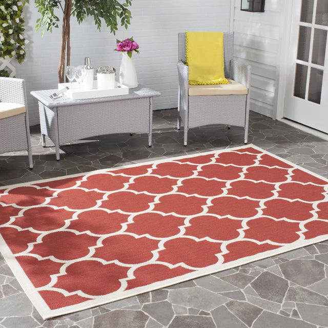 Safavieh Courtyard 5'-3" x 7'-7" Rug in Red / Bone