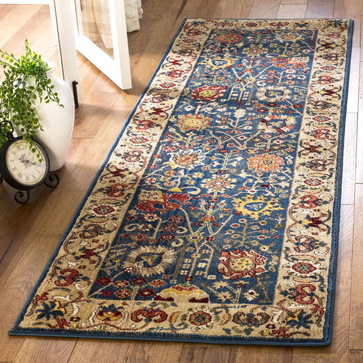 Safavieh Kashan 2'-6" x 10'-0" Rug in Blue / Tan